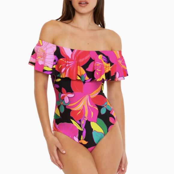 Trina Turk Solar Floral One Piece swimsuit pink - 14 - Picture 1 of 11